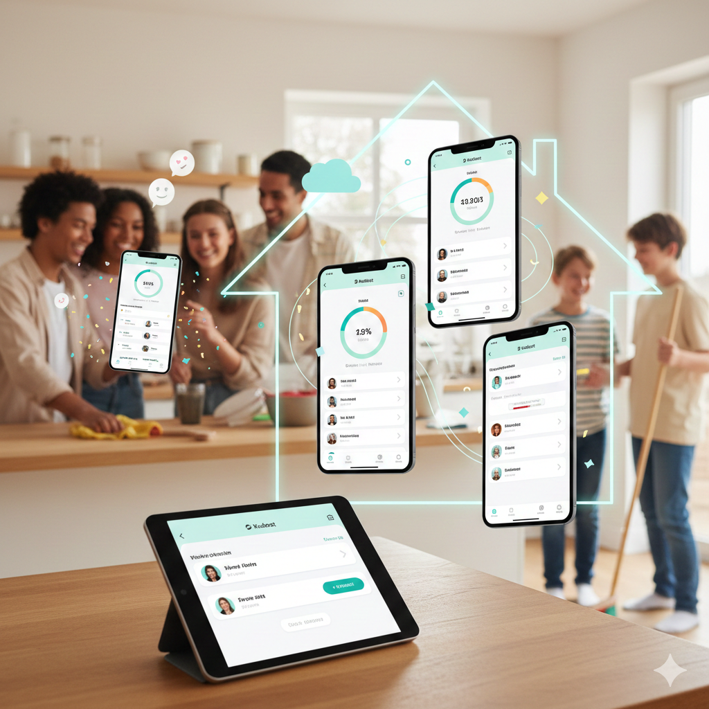 Kudost app showing family collaboration
